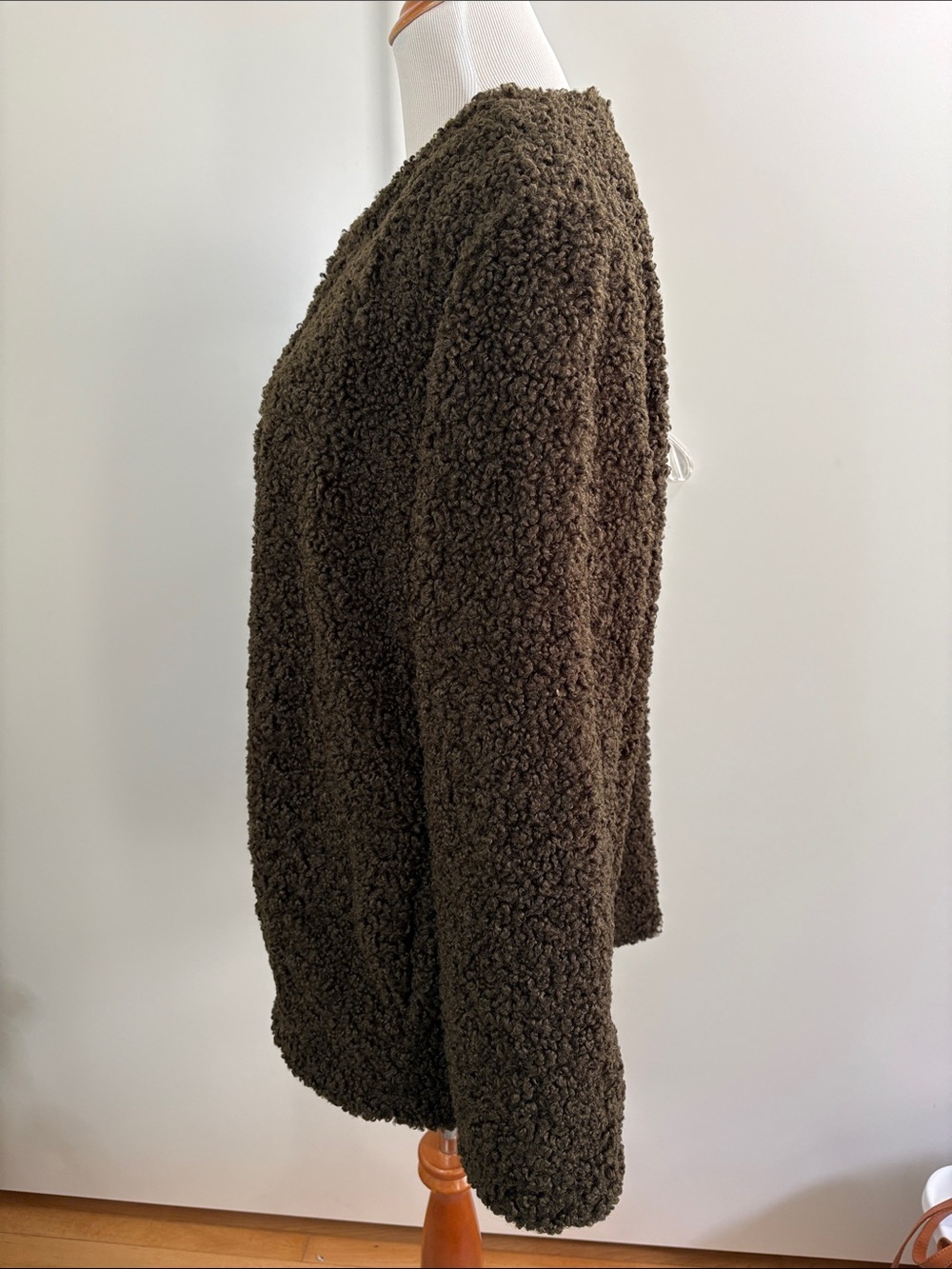 Max Studio Chocolate Brown with a tint of Olive Teddy Coat L - Picture 7 of 8